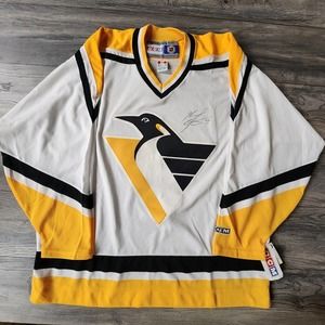 Vintage Authentic NHL Hockey Jersey Pittsburgh Penguins White CCM Size XL Autogr